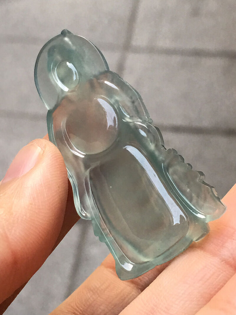 源头翡翠 翡翠高冰坡关二哥吊坠缅甸天然翡翠玉石挂件珠宝首饰项链