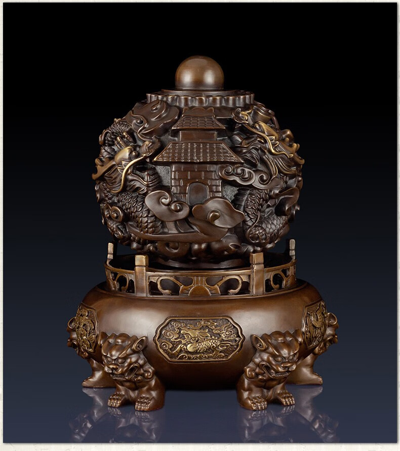 慕芳阁纯铜九转乾坤鼎摆件九龙乾坤鼎工艺品办公室家居客厅装饰品公司