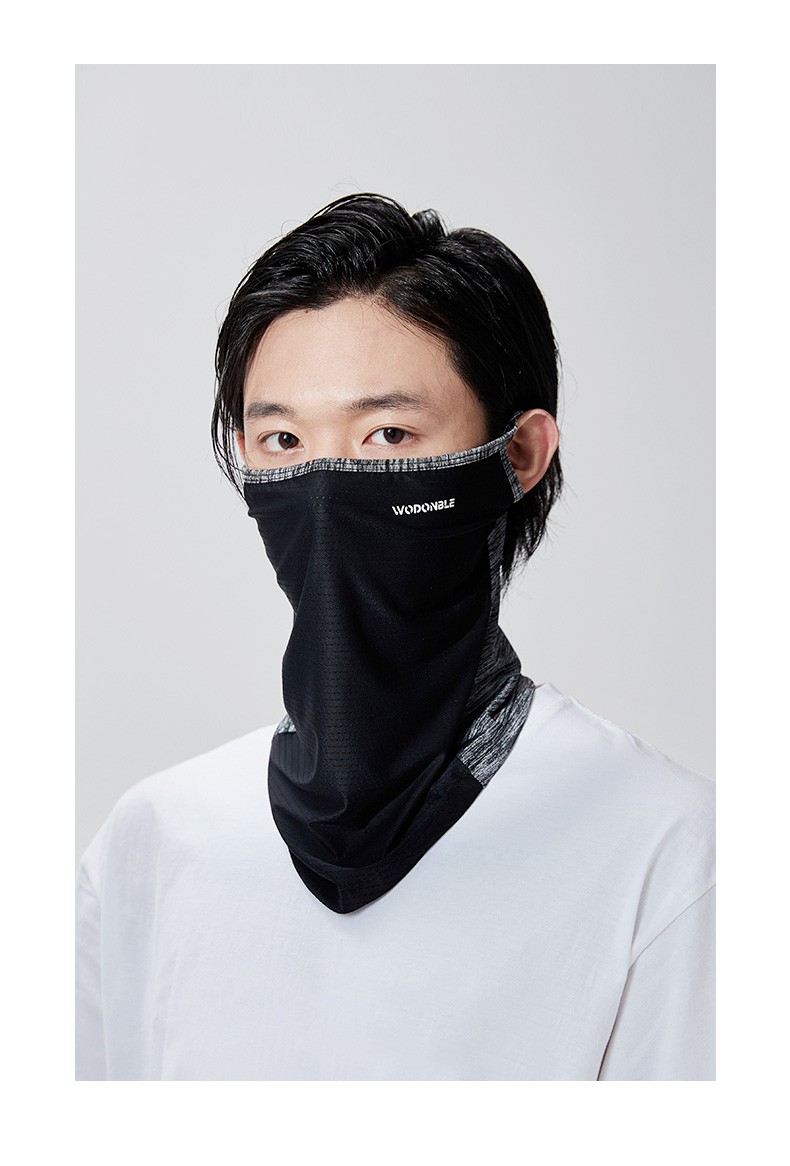 雾敦堡防晒面罩男夏季冰丝防紫外线户外骑行运动脖套速干围脖薄款灰色