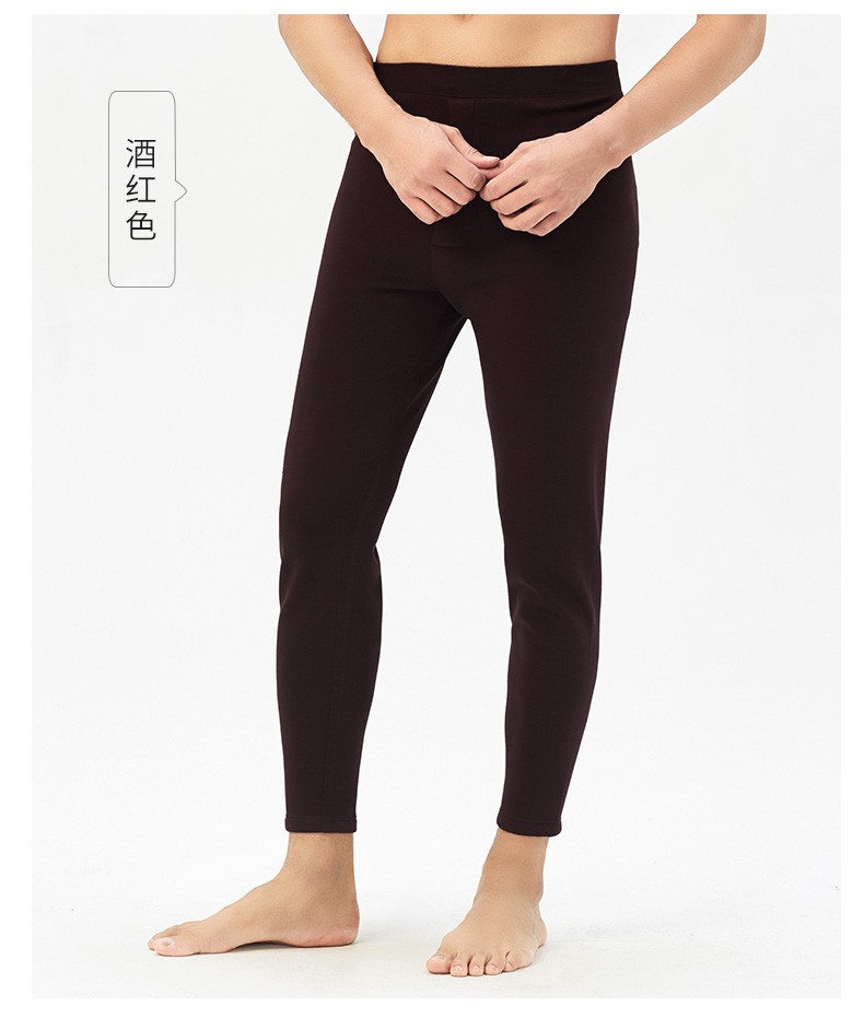 topnew铜牛秋冬修身合体柔软弹力德绒男裤加绒厚款保暖裤nk065黑灰