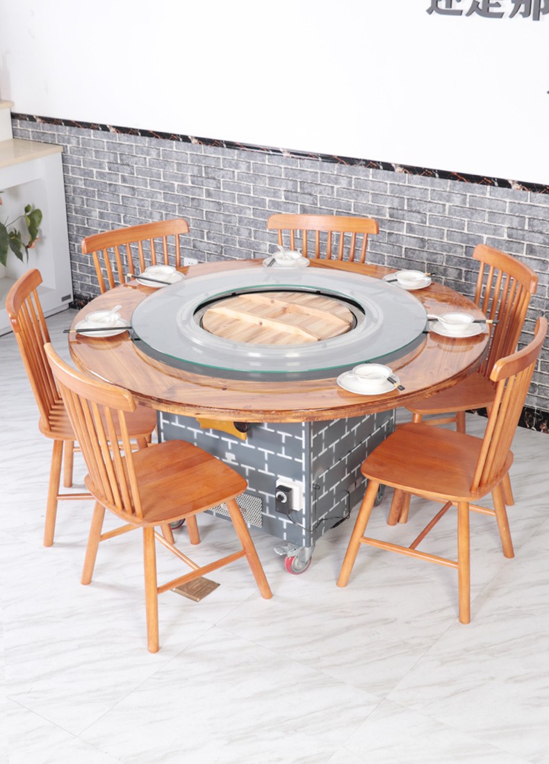 襄睿柴火鸡铁锅炖灶台桌烧木炭火锅桌地锅鸡饭店餐厅商用火锅桌大锅台