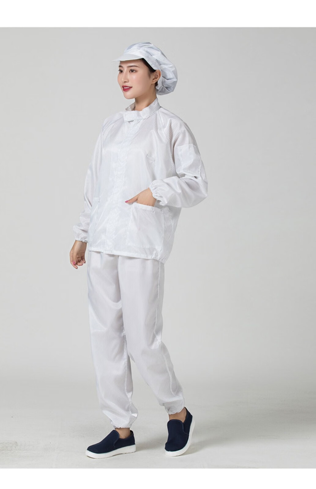 佳瑞捷防尘防静电工作服车间喷漆洁净服立领分体式无尘服白色立领上衣