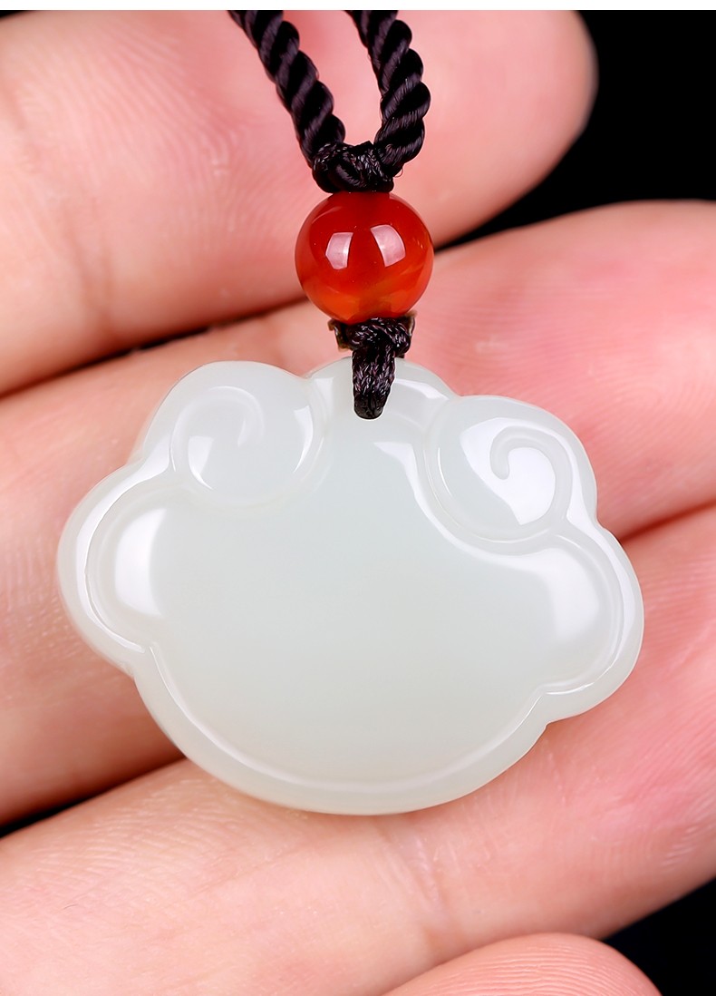 瑱瑜珠宝和田玉如意平安锁吊坠男女儿童宝宝长命锁双面雕刻挂件可刻字