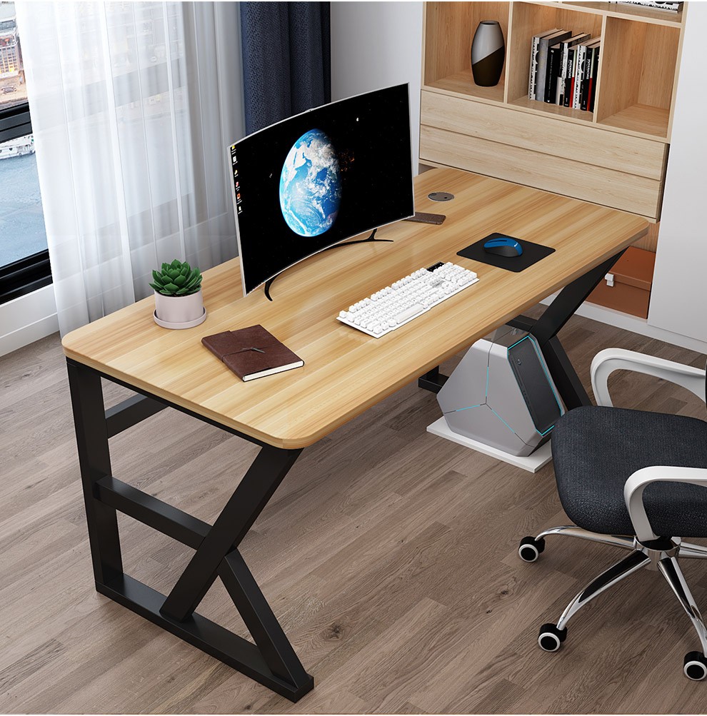 电脑桌家用台式电竞桌卧室桌子简约办公桌学生学习桌长条写字书桌 白