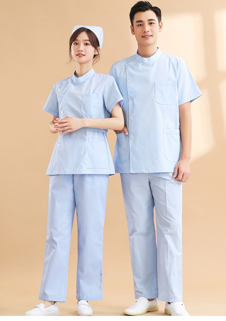 剑潭(jiantan)口腔牙科医生工作服女长袖蓝色圆领护士分体套装夏季