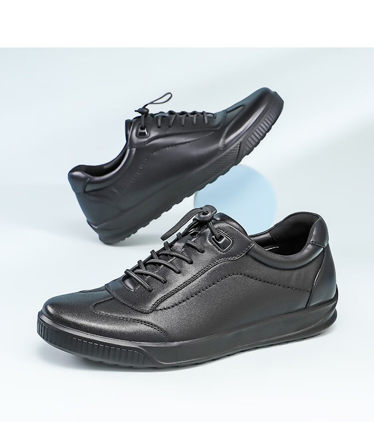 harson哈森男鞋休闲鞋男低帮牛皮板鞋复古男士德训鞋皮鞋男黑色38240