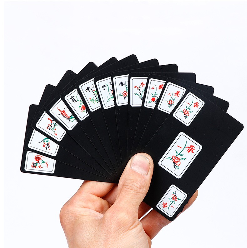 纸牌麻将扑克家用pvc防水扑克牌国潮风格加厚纸麻将便携麻将144张144