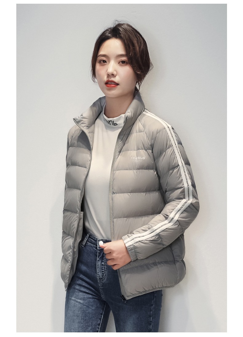 雅鹿轻薄冬季羽绒服女立领情侣运动休闲轻便外套超薄款羽绒czy8007a01