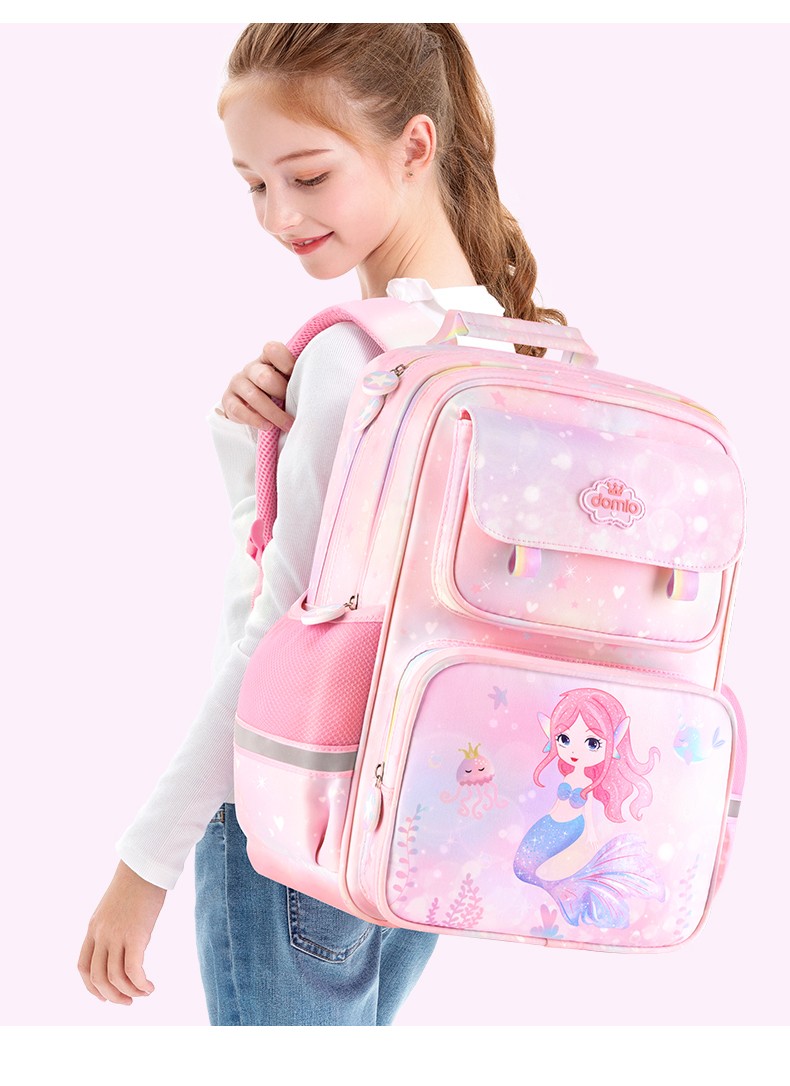 多妙屋书包小学生女生一三年级女孩美人鱼轻便儿童减负护脊双肩包梦幻