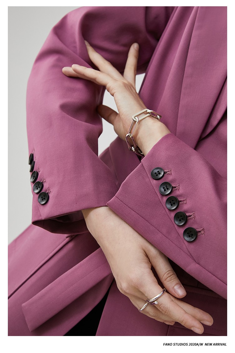 2020秋季新款高贵紫翻领斜袖叉休闲时髦复古时尚西装外套女 s付款10