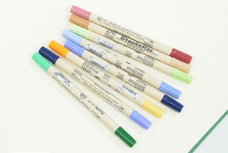 日本kuretake吴竹7700软头双头水彩笔双头深浅渐变色手帐笔插画笔064