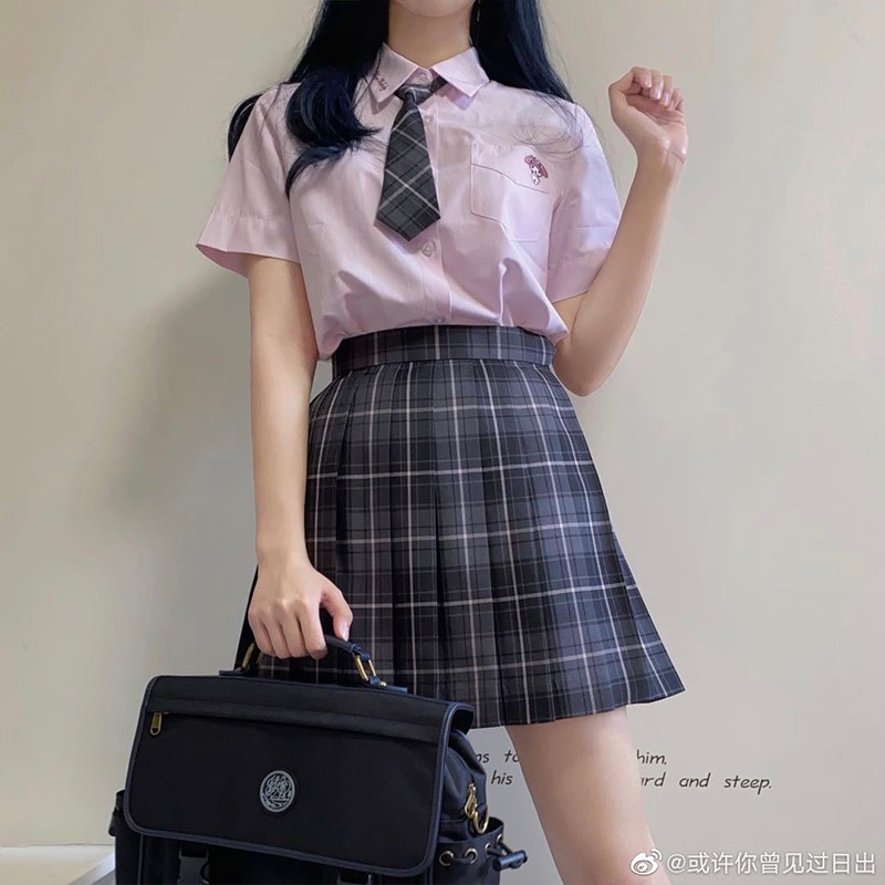 jk制服官方烟灰jk制服格纹百褶裙日系校供感优等生暗黑学院风正统格裙