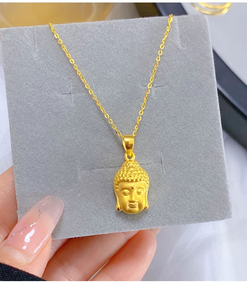 锁骨链999足金吊坠编织黑绳物送女友送老婆 黄金佛头黑绳项链/金重约