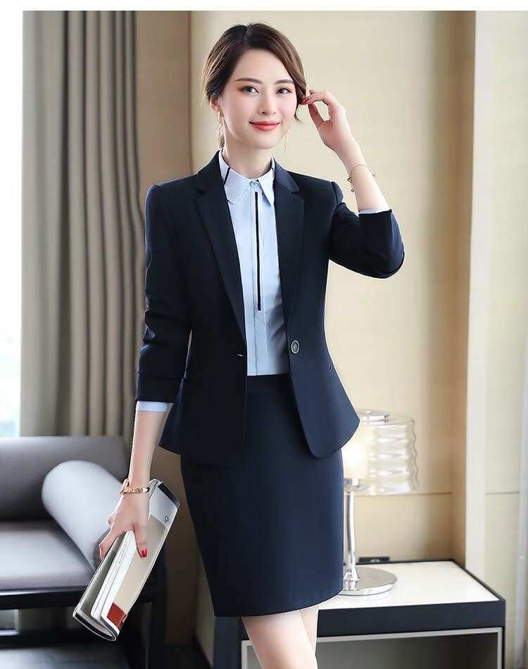 职业装女装套装女士正装新品白领商务面试工作服女士前台酒店黑色西服