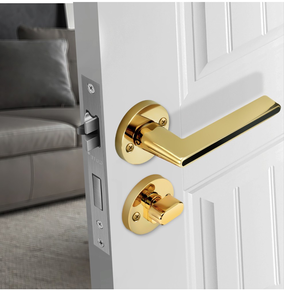 固特gute黑色门锁室内卧室分体锁美式卫生间实木门把手家用静音锁具