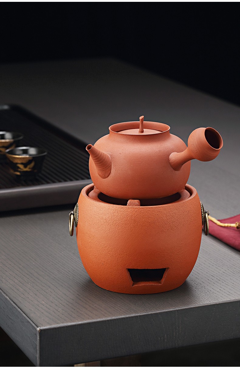 询匠 潮州砂铫粗陶茶壶烧水壶泡茶专用橄榄炭炉红泥小火炉电陶炉煮茶