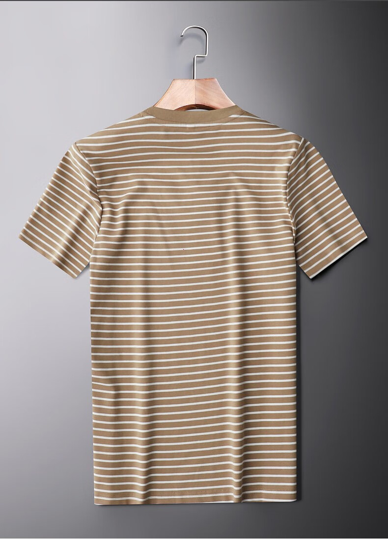 fabinbu法宾布轻奢品牌短袖t恤男条纹休闲上衣2022夏季新品刺绣潮流