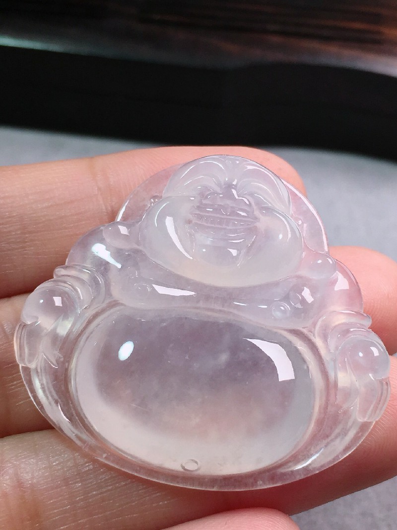 绿翠天成翡翠高冰种白冰佛公吊坠缅甸a货翡翠送礼送女友送老婆生日