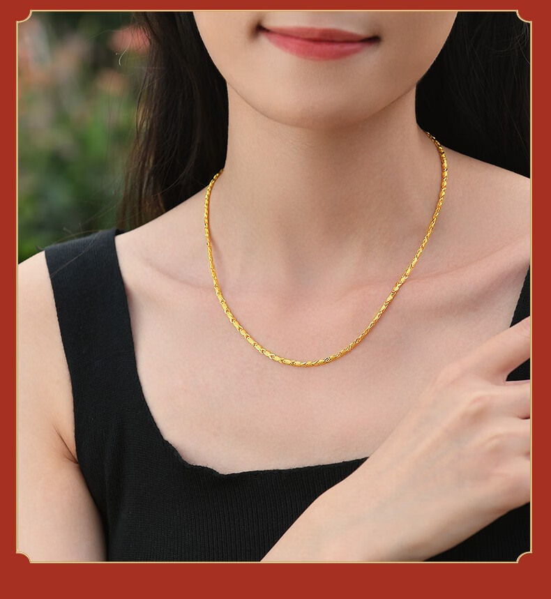 hicano/荟萃楼黄金项链小鱼项链女款足金锁骨链鱼骨项链送女友礼 约