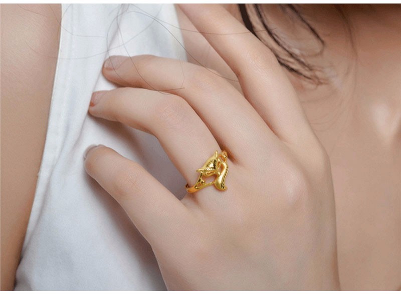 周玺金珠宝黄金戒指女999足金狐狸女戒百搭狐狸女士金指环首饰活口