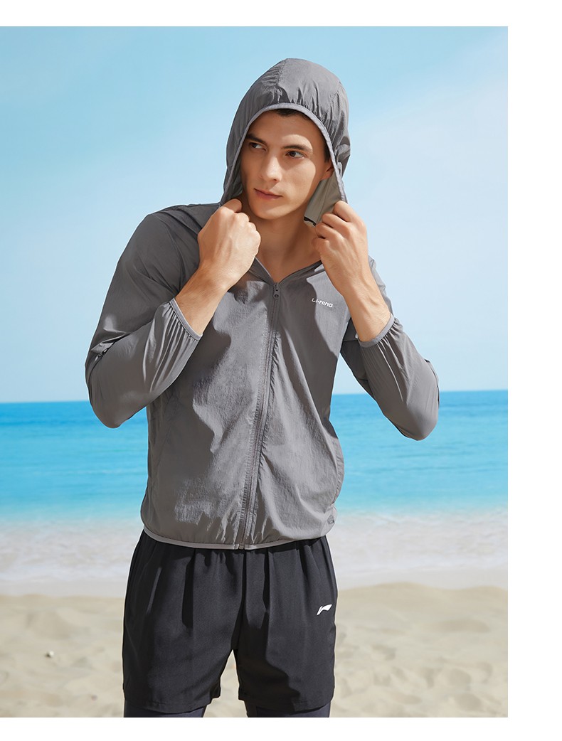 李宁防晒衣男高尔夫运动骑行钓鱼户外旅行防晒服001男士防晒服深灰色