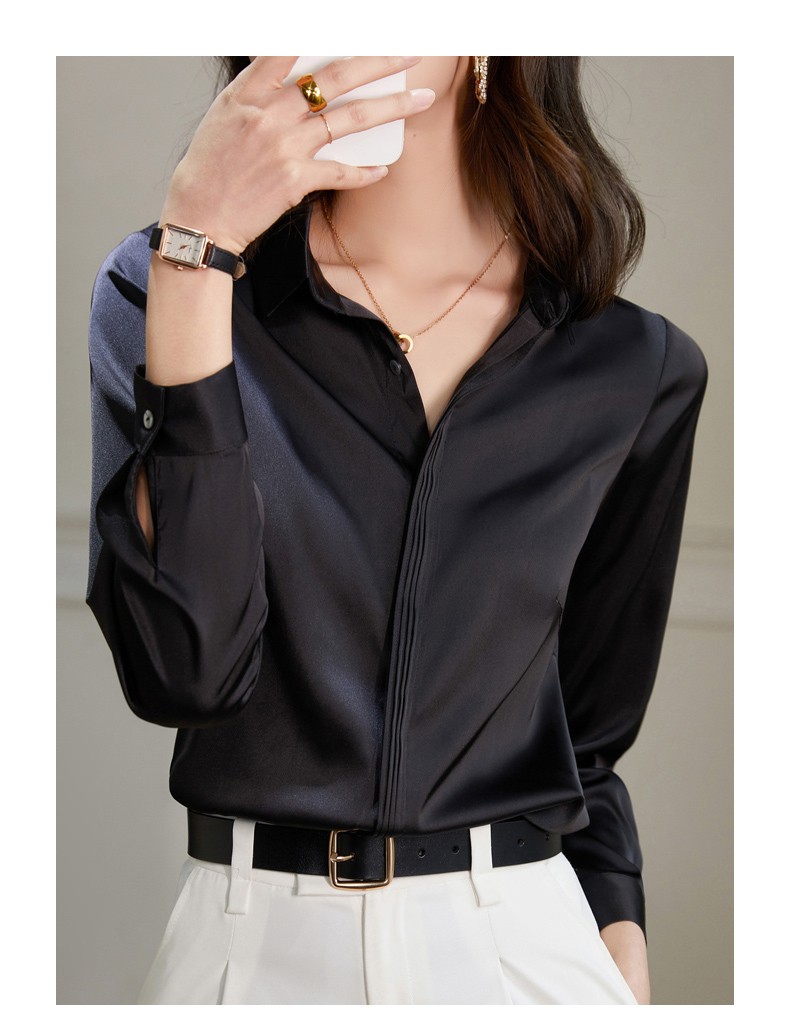 苏若兰丝质女士衬衣春夏新款女士缎面衬衫柔软光滑高级感透气凉爽职场