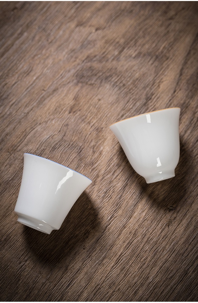 心去处白瓷茶杯陶瓷功夫茶具小杯子德化品茗杯描金薄胎简约水杯整套