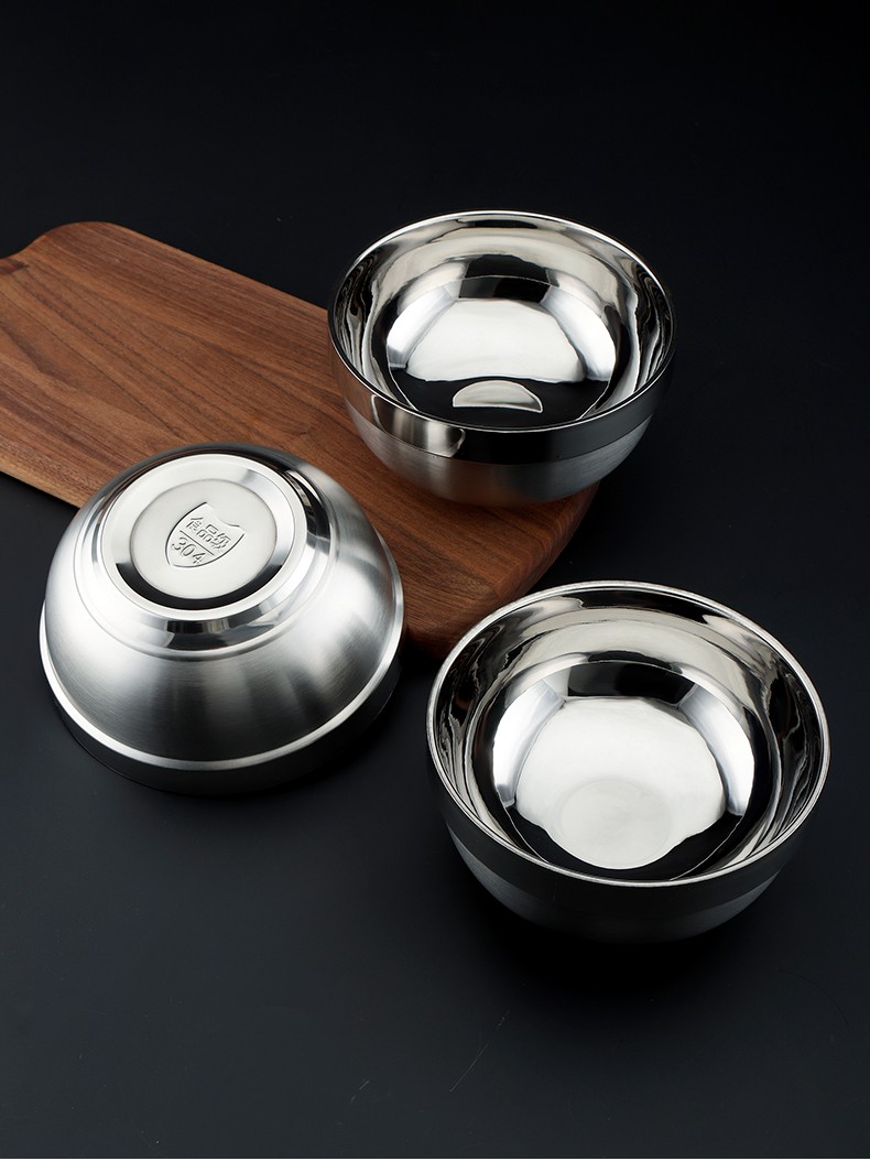 沉潜飞动304不锈钢碗面碗家用饭碗成人学生餐具食堂碗双层隔热防烫