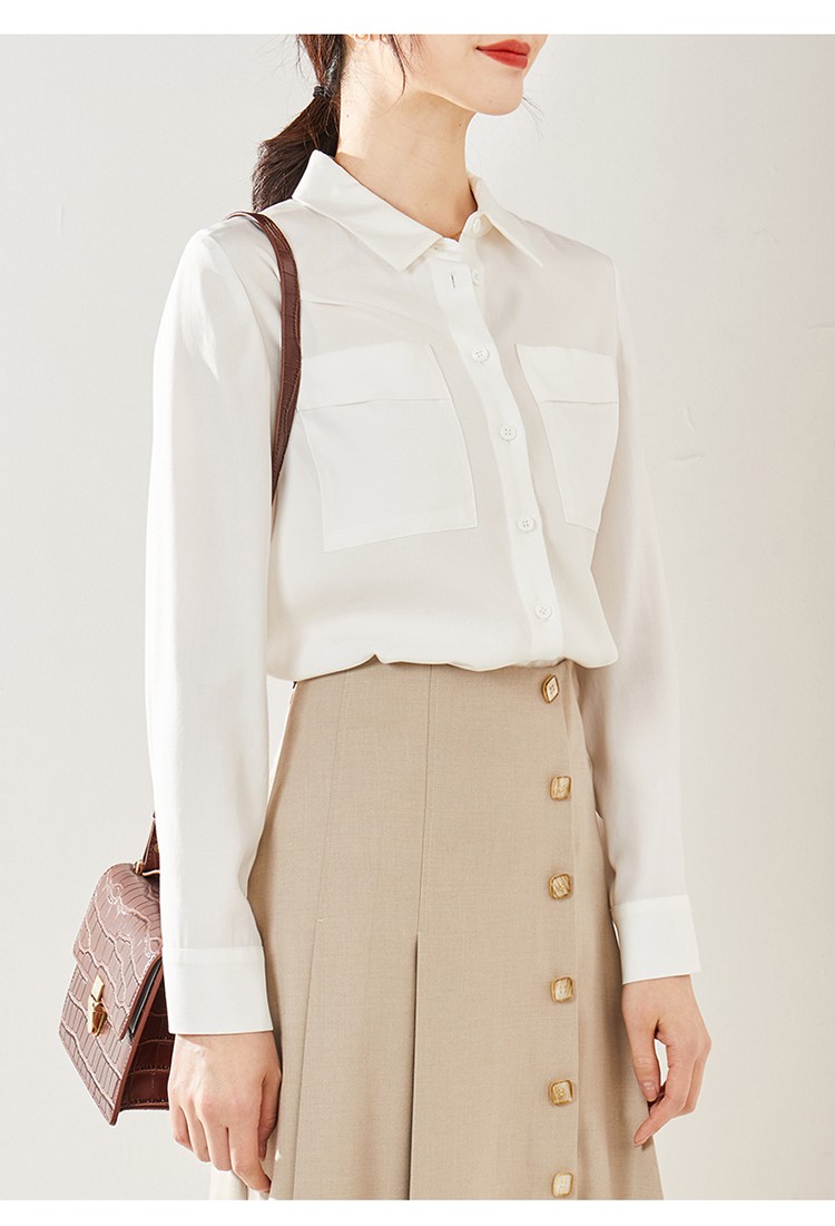 娅丽达女装白衬衫女设计感小众上衣2021春季新款长袖衬衣女士 白色 l