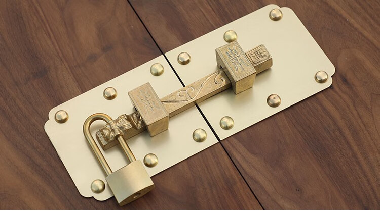 定制中式仿古铜锁大门木门插销扣锁铁门金门门闩门栓经典老式门锁37cm