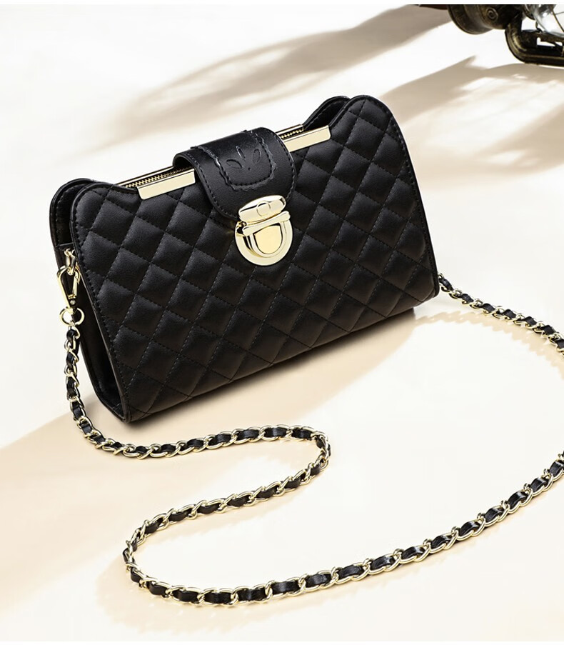 慕伦驰轻奢品牌单肩包女包2021新款女包菱格链条包简约百搭斜挎单肩包