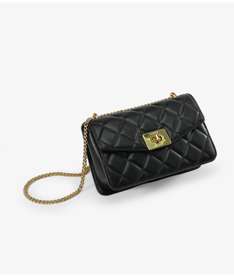 coogi奢侈品包包女包斜挎女士单肩包女新品时尚小方包菱格链条小香风