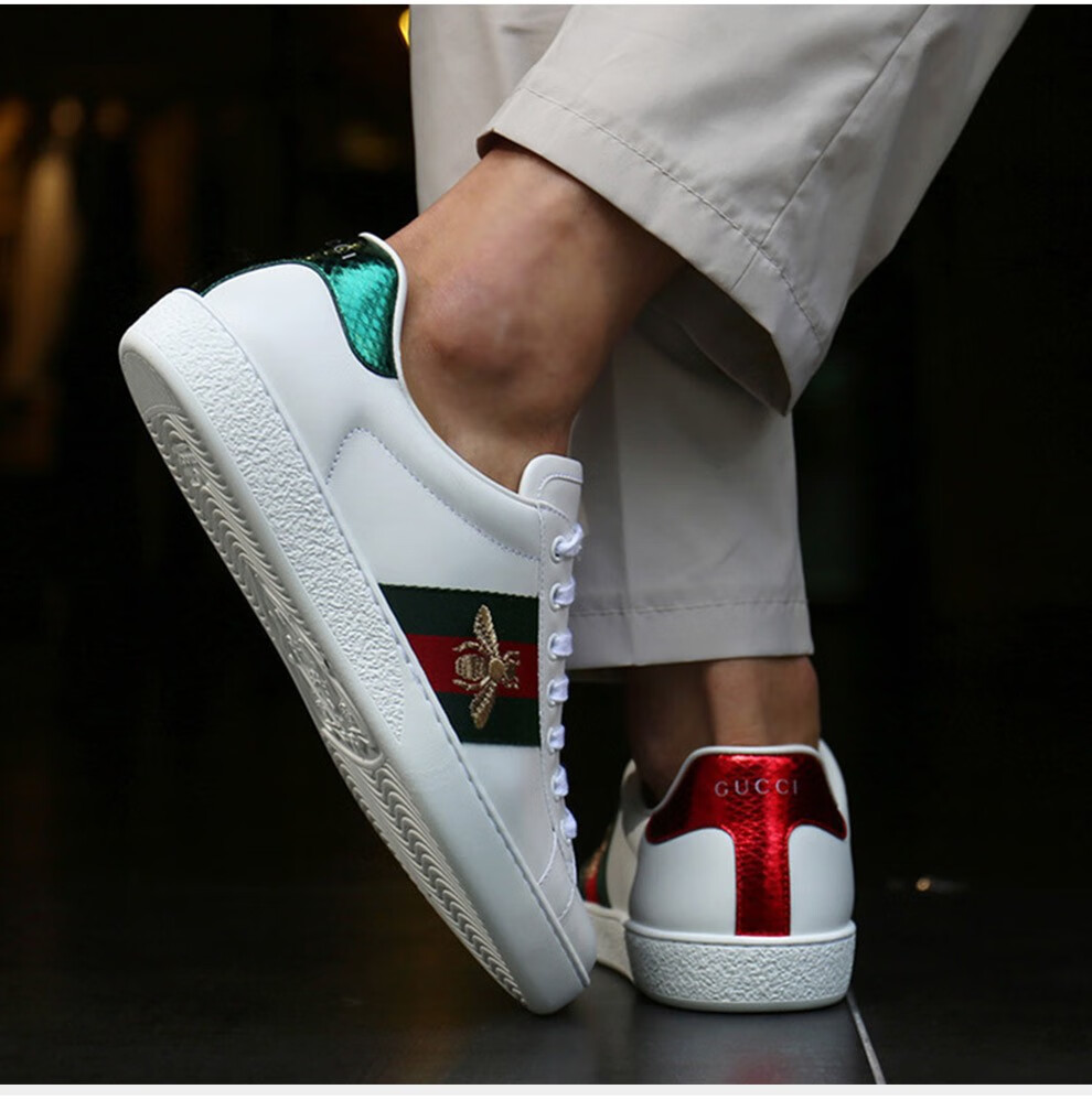 gucci古驰男鞋 古琦小白鞋皮质蜜蜂刺绣运动休闲鞋 七夕礼物 429446