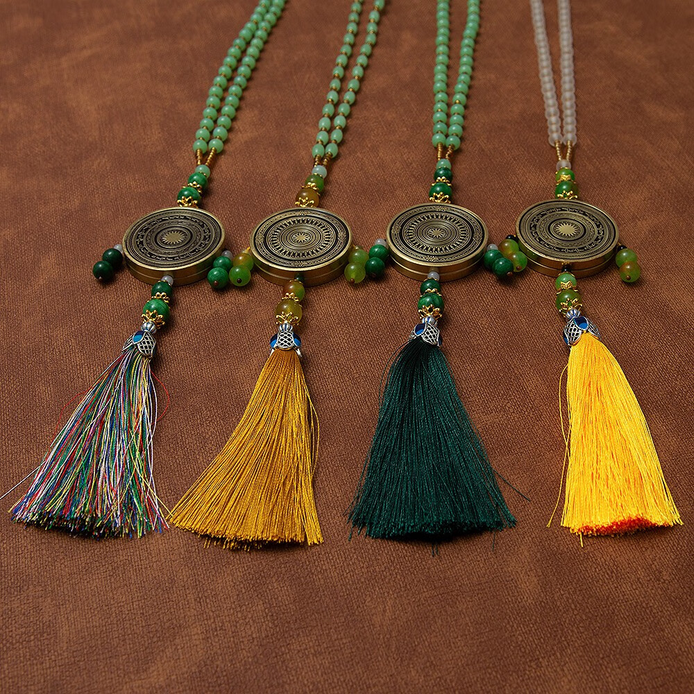 藤缠树广西壮族原创纯手工铜鼓挂件车载装饰品汽车挂件女士配饰项链