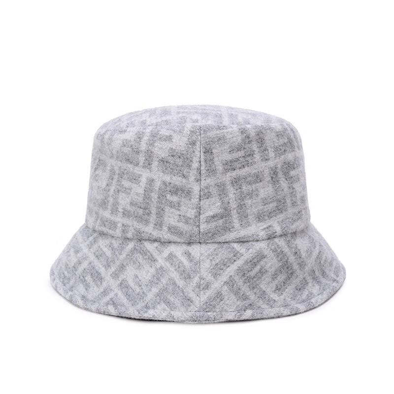 芬迪fendi 女士羊毛帽子渔夫帽 fxq813 aalr f0qu5 白色米色ff提花 s