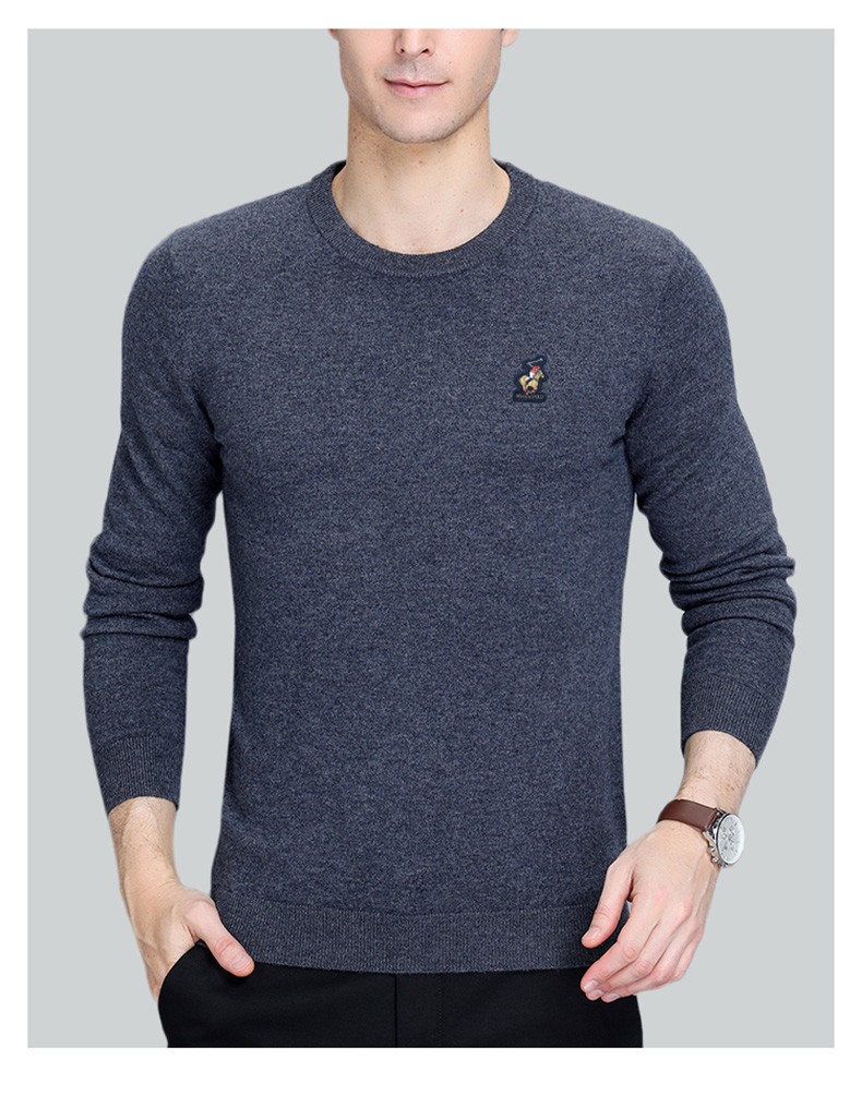 美国保罗羊毛衫男100纯羊毛春季新款圆领打底毛衣小马标针织衫 彩青绿