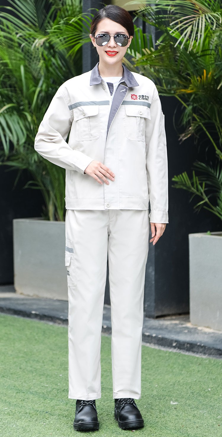剑潭(jiantan)中国中车长袖工作服套装男南车高铁维修米白色春秋冬季