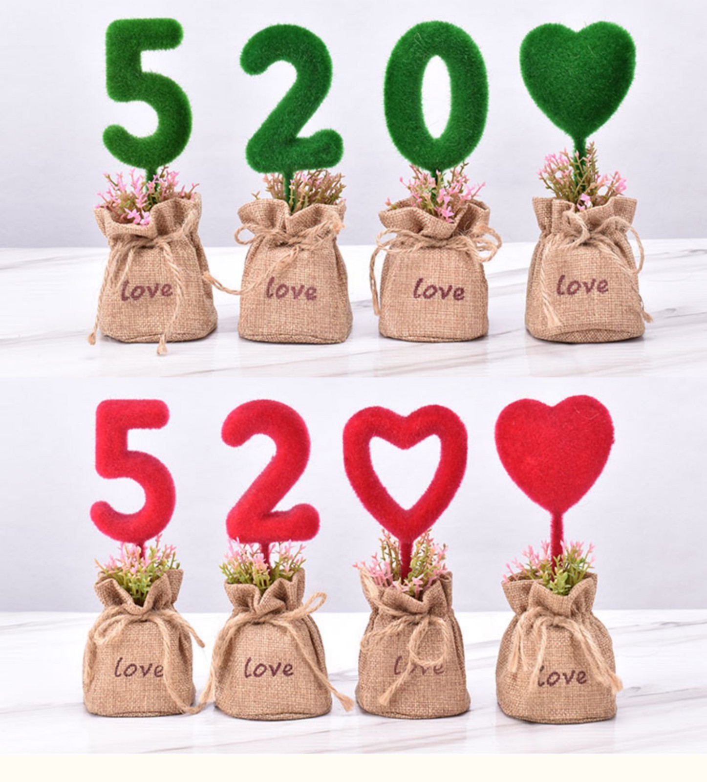 love摆件仿真花假花植物盆栽室内家居装饰客厅创意摆设婚庆礼物 1314