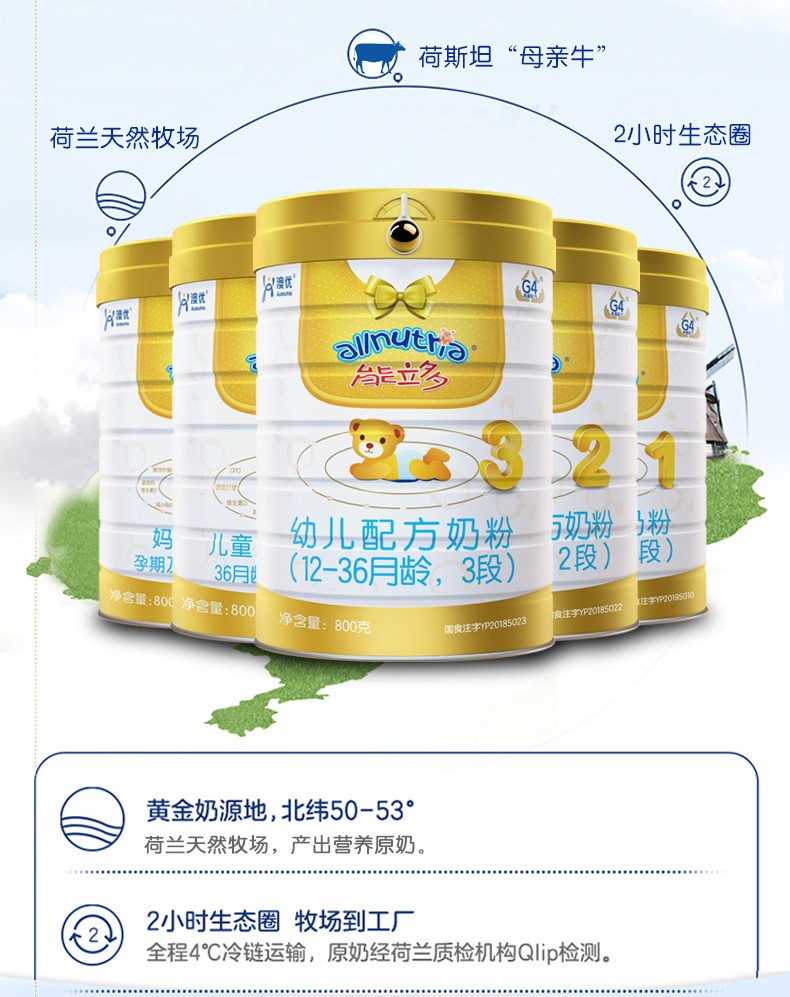 【收藏整箱加送海洋鼓】澳优(ausnutria)能立多(能力多)荷兰原装进口