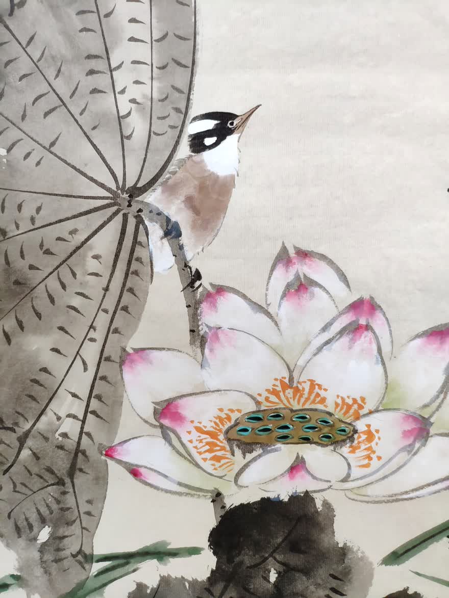 天津美术学院中国画系副教授贾广健款清雅荷塘sh561