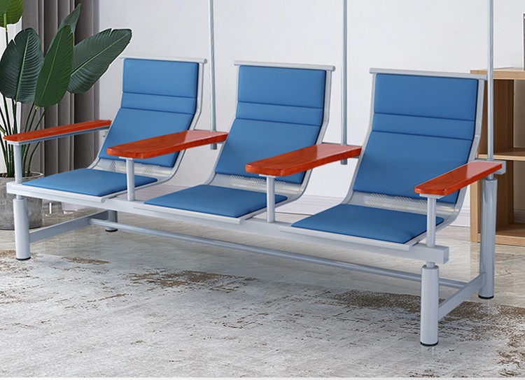 班歌输液椅吊针椅医院点滴椅挂针椅三人位医疗诊所实木扶手机场椅绿色