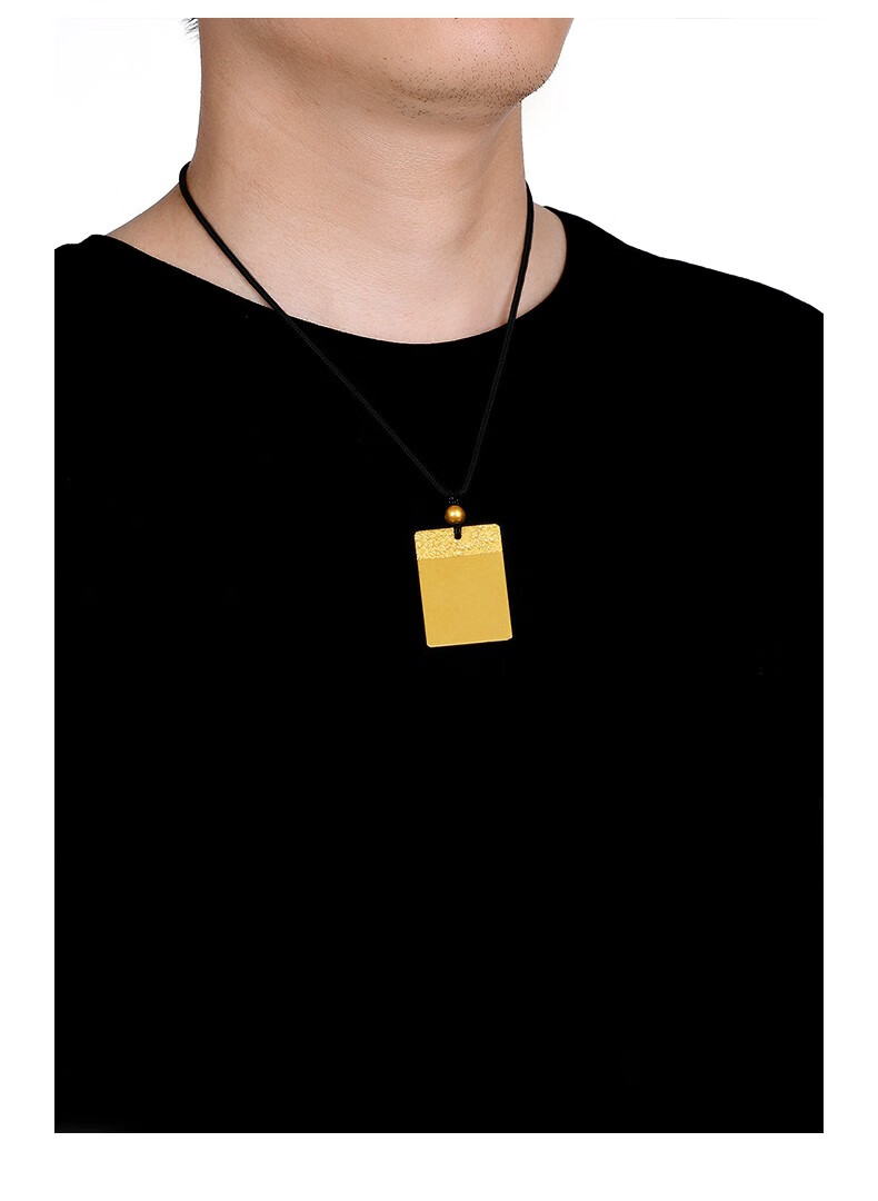 西右珠宝古法黄金吊坠男女同款无事牌黄金实心金牌吊坠男女同款本命年