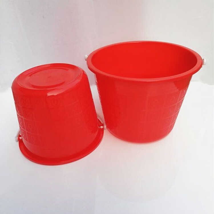 优质红色油漆桶小红桶塑料小水桶涂刷工具儿童玩具加厚型带盖子5号5升