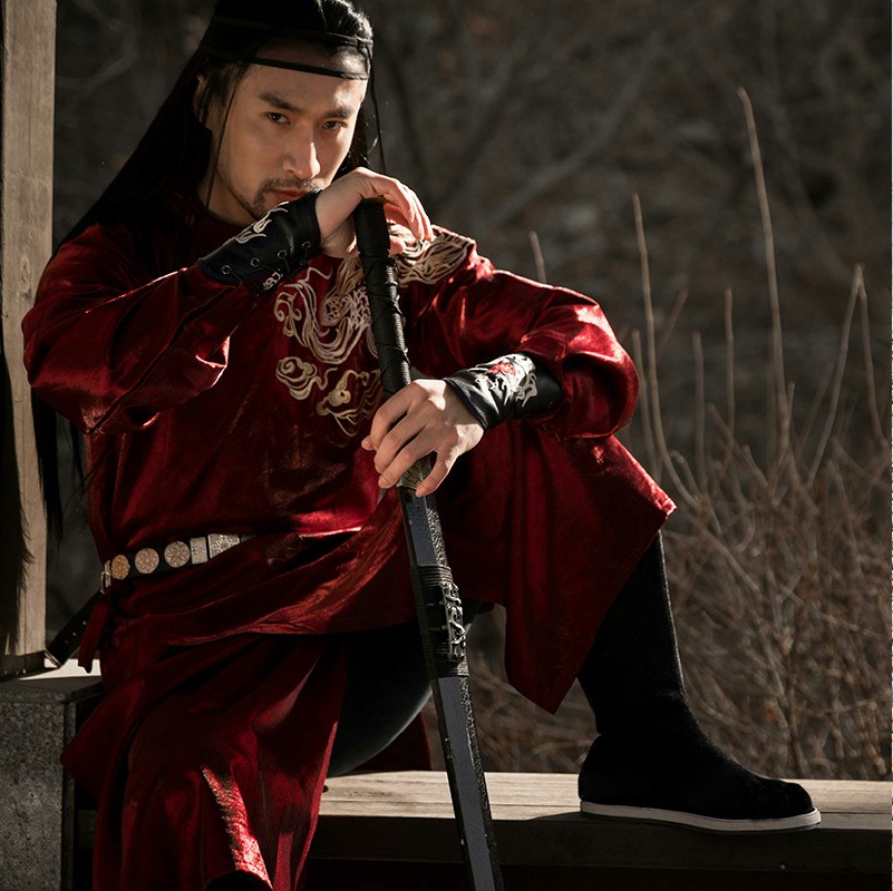 靴皂靴男长靴复古情侣cp单靴古装女鞋中筒古代官靴汉服鞋子配饰 黑色