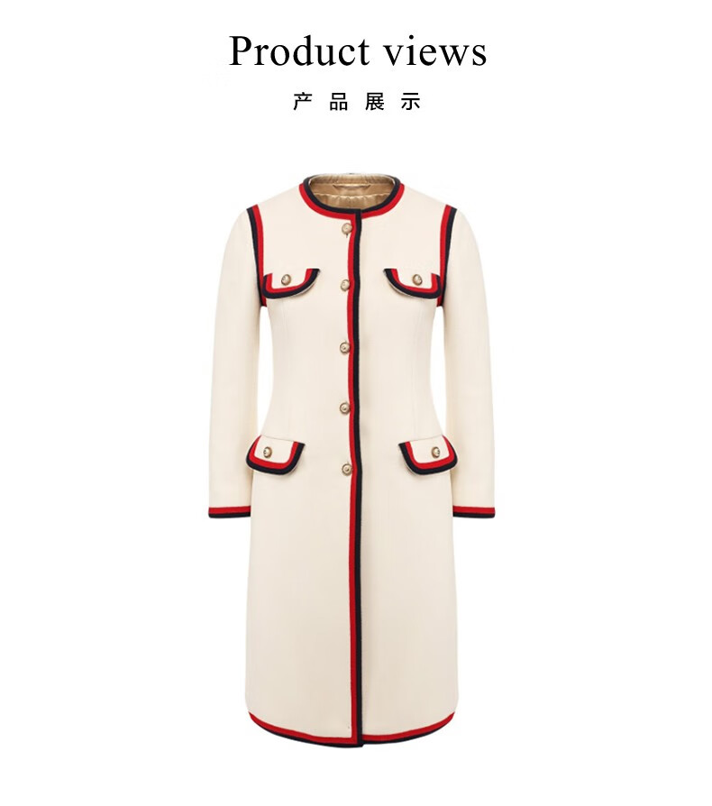 gucci古驰女装奢侈品女士珍珠扣羊毛大衣外套544855黑色38