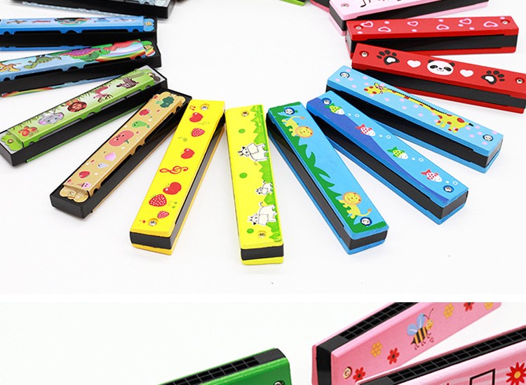 海阳之星 口琴儿童木制彩绘双排十六孔口琴乐器启蒙早教创意玩具 木制