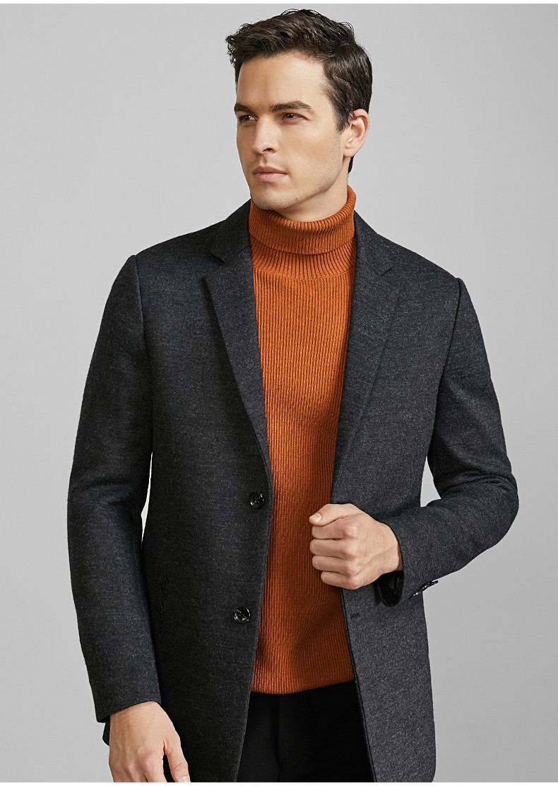 红豆男装 西服男新款男士西装羊毛混纺毛呢大衣 s5黑色 190/104b