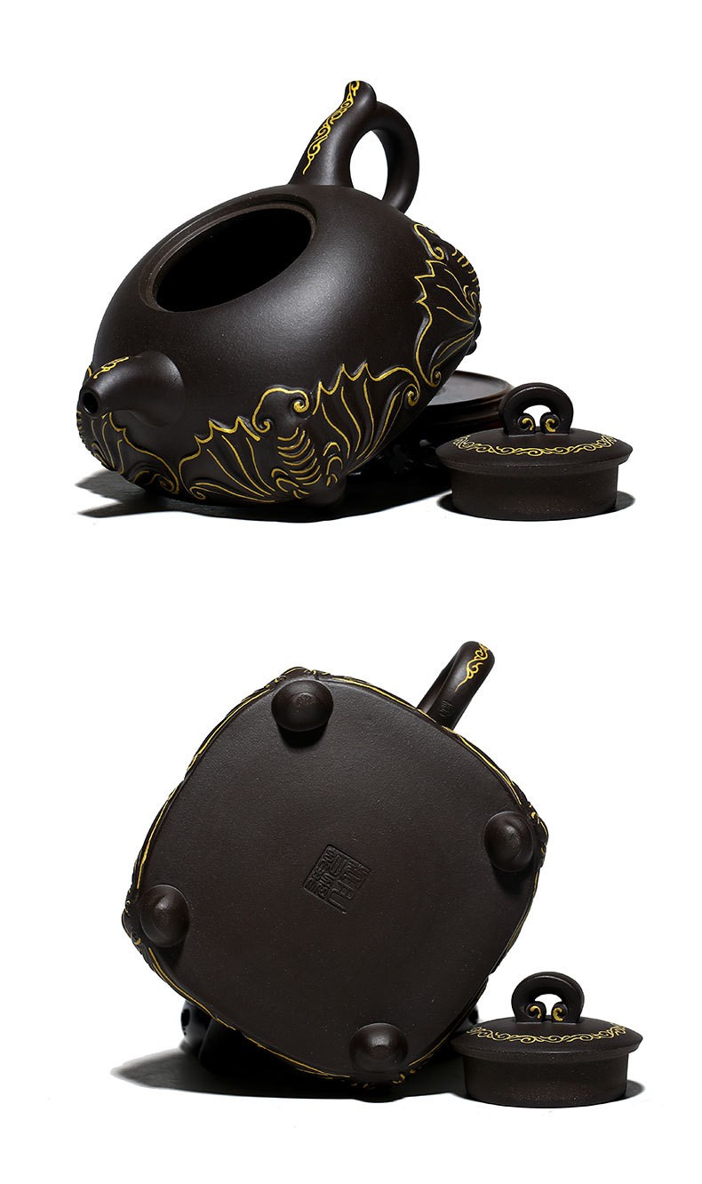 夏茗堂 常月红手工福临门紫砂壶大容量茶壶功夫茶具礼盒装 福临门