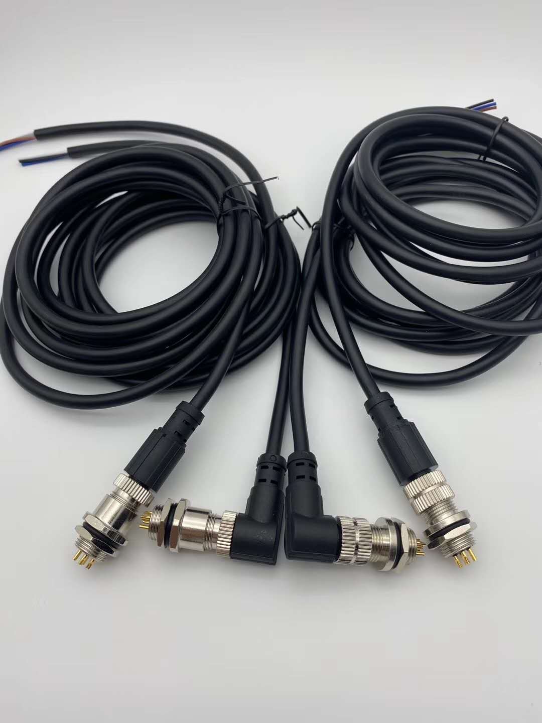 m12连接器防水航空插头带线4芯5芯8芯12芯公母头注塑传感器连接线 12