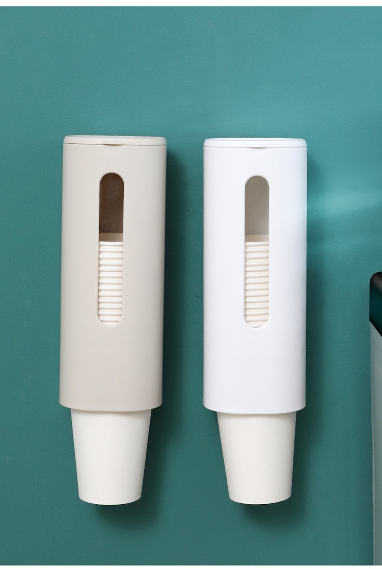 家用取杯器一次性杯架饮水机防尘水杯架壁挂双筒纸杯置物架 取杯器双